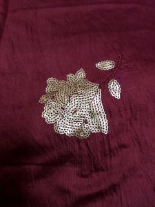 Burgundy Kurti Set with Striped Dupatta