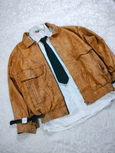 brown leather jacket pure