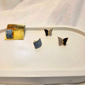 Sparkly Butterfly &amp; Geometric Earring Set