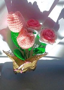 Handmade Crochet Tulip 🌷 and Rose🌹 Flower Bouqu