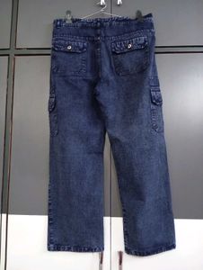 338.Blue Denim Cargo Pants for women