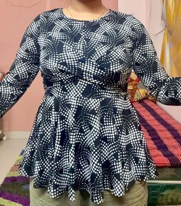 Patterned Peplum Top