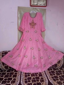 Light Pink Small Buti Embroidery Long Gown