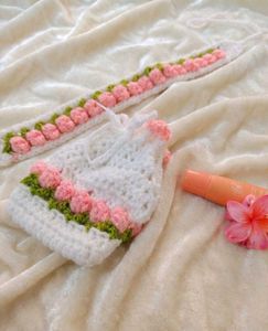 Combo tulip Crochet Headband and pouch