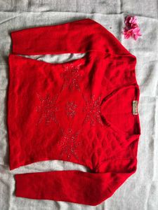 Red Embellished Sweater