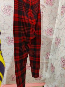 Shein Red And Black Checks Leggings