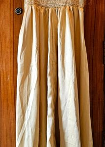 Golden Full maxi side slit dress