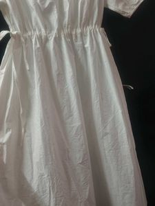 White Puff Sleeve Midi Dress