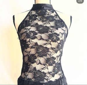 Black Lace Halter Top