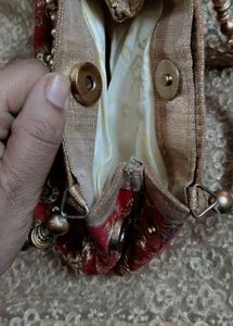 Red Embroidered Clutch