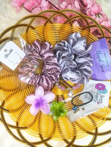 Hair Accessories Bundle: Scrunchies, Bracelet & Ea