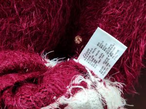 Premium imported red, pearl-embellished sweater