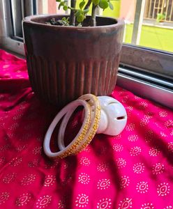 Beautiful White With Resin Work Bangles