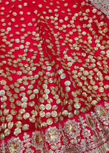 Red Heavy Embroidery Sequence Work Lehenga Choli.