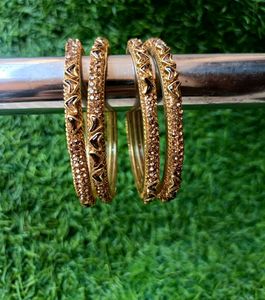 Golden Bangles Pack Of 4 New
