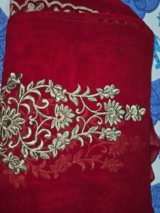 Red Embroidered Saree