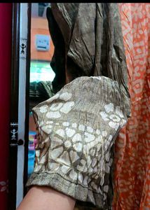 Elegant Coral &amp; Brown Kurti Pant Duppata Set