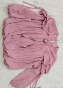 Pink Pleated Top