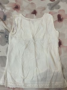 White Embroidered Sleeveless Top