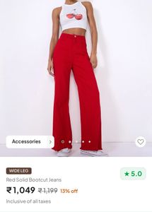 Red solid boot cut / straight Jeans