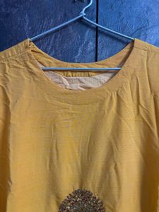 Mustard Embroidered Kurti