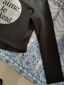 Black Veromoda 'J'aime le Weekend' Top