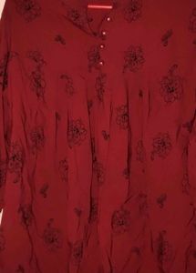 Red Floral Short Kurti Model