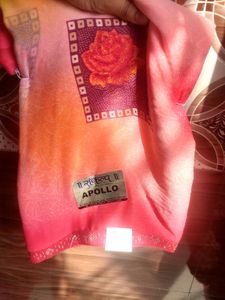 Orange &amp; Pink Floral Saree