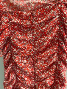 Cherry Bloom Ruched Mini Dress