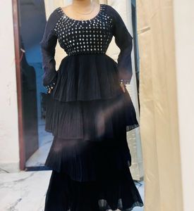 Navy Blue Tiered Party Dress