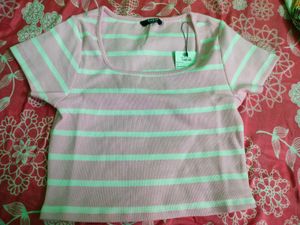 Pink Striped Crop Top| Price Drop