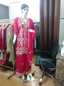 Party Wear Kurti Plazzo Dupatta Set
