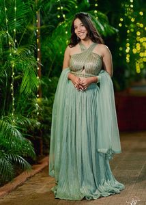 Mint Green Halter Top Lehenga