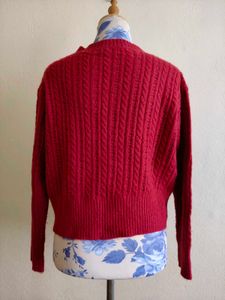Vintage Maroon Knit Cardigan