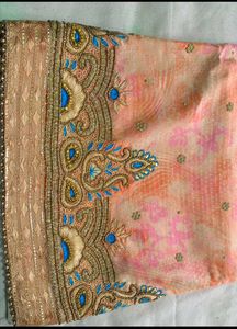 Fancy Hand Work Suit With Banarasi Bottom