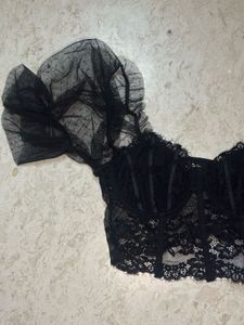 URBANIC: Black Lace Puff Sleeve Corset Top🖤