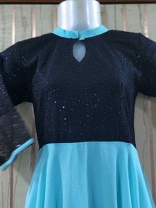 Sky Blue And Black Gown