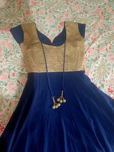 Blue &amp; Gold anarkali kurta