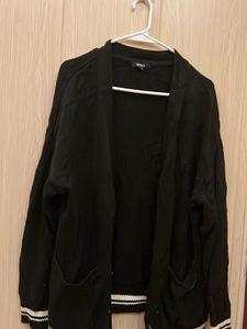 Black Striped Knit Cardigan