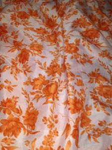 Womens Soft Silk Orange Flowers Printed Saree