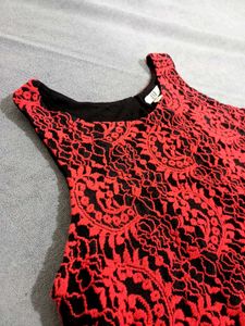 Red Lace Sleeveless Tank Top