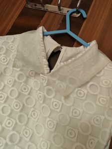 White Lace Vintage Collared Top (Women)