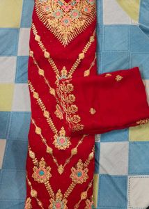 Elegant Red Embroidered Salwar Suit