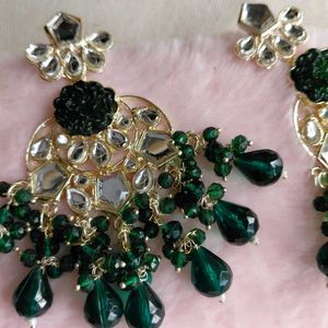 Green Kundan Earrings