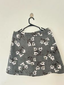 Floral A-Line Button Skirt