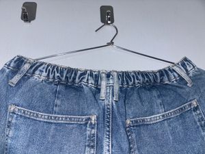 Wide Leg Denim Cargo Pants