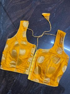 Yellow Hand Stitched Sleeveless Blouse