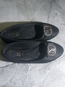 Black Ballet Flats with Buckle