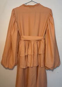 Peach Ruffle Detail Midi Dress