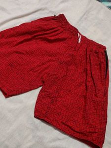 Red Patterned Shorts